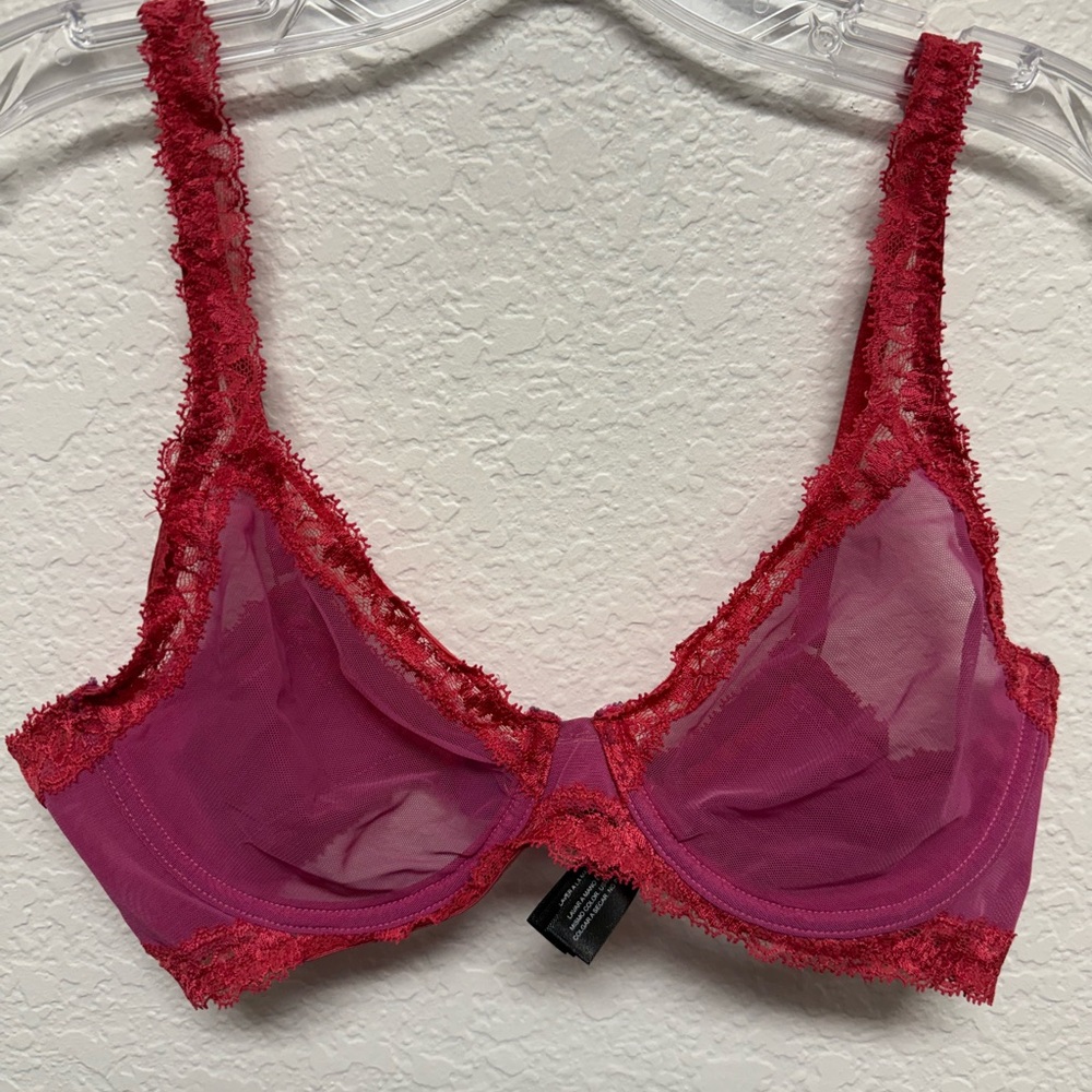 Lace Trimmed Pink Bra